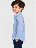 Boy's Sky Blue Solid Casual Shirt