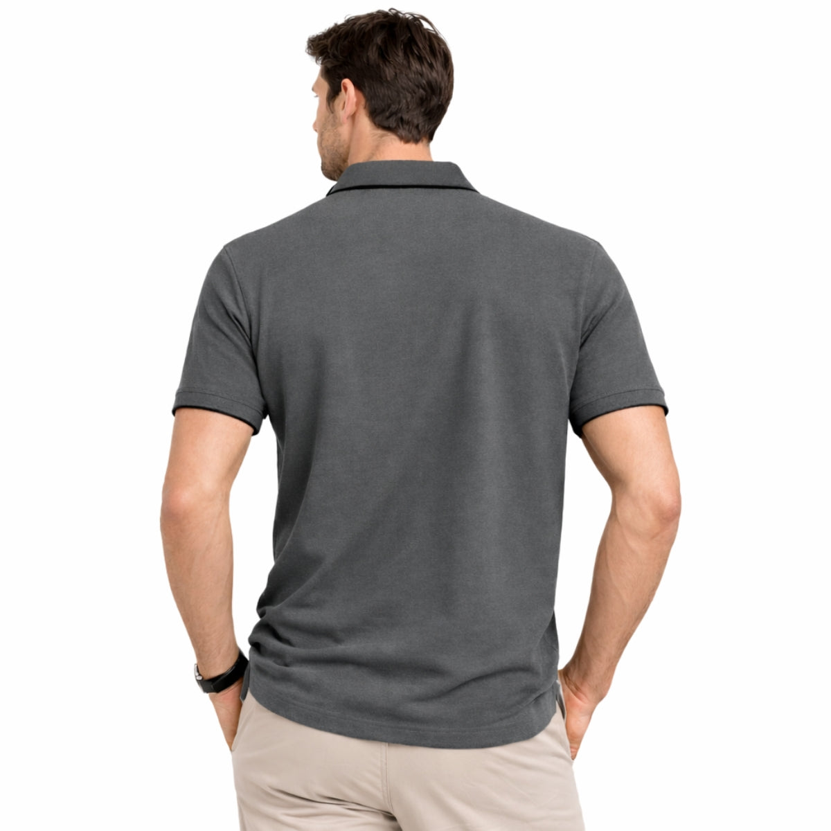 Men’s Premium Magzi Collar & Placket Polo Shirt – Charcoal
