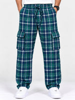 Men Cargo Casual Check Trouser - Green