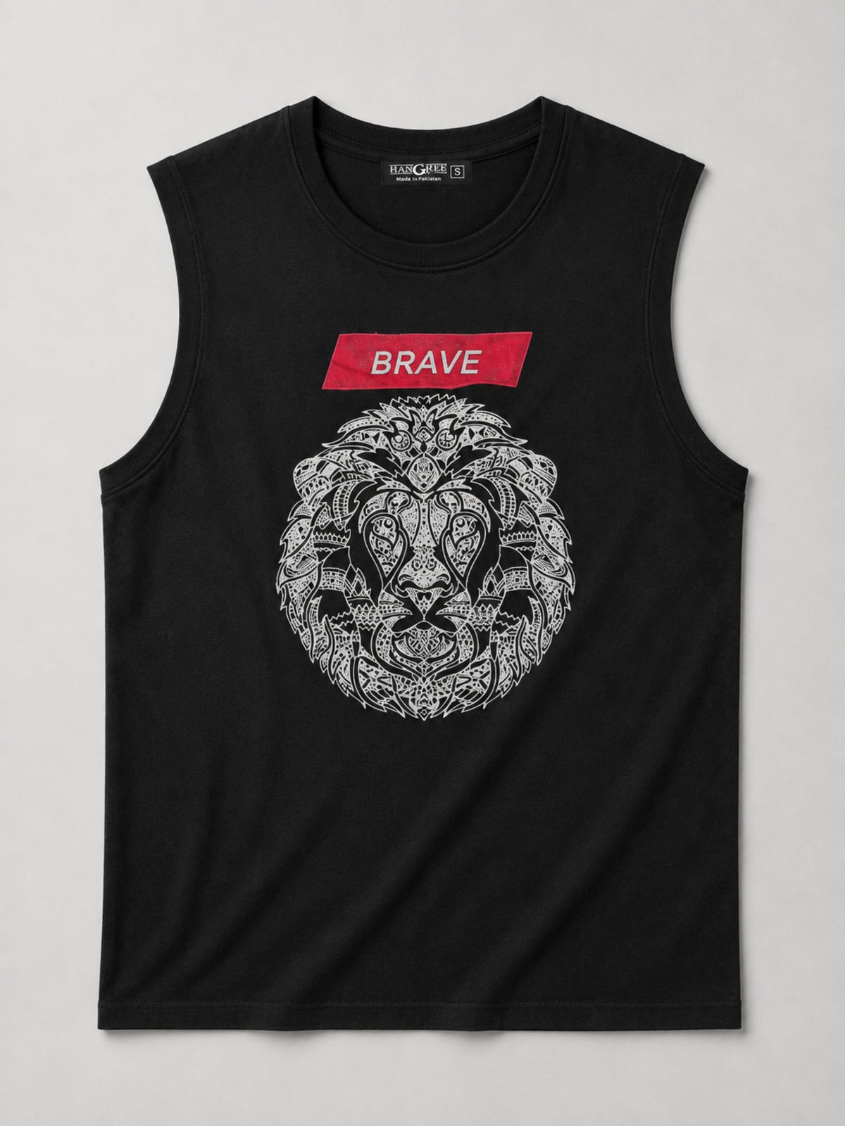 Graphic Printed Sleeveless Tee Shirt - Black