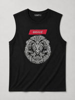 Graphic Printed Sleeveless Tee Shirt - Black