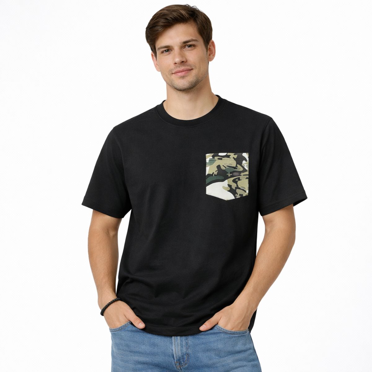 Men’s Premium Contrast Pocket T-Shirt – Black