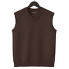 HG Men's Ribbed V-Neck Sleeveless Sweater - Choclate Brown
