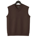 HG Men's Ribbed V-Neck Sleeveless Sweater - Choclate Brown