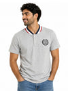 Men’s Signature Embroidered Contrast Neck Henley T-Shirt – Hyder Gray