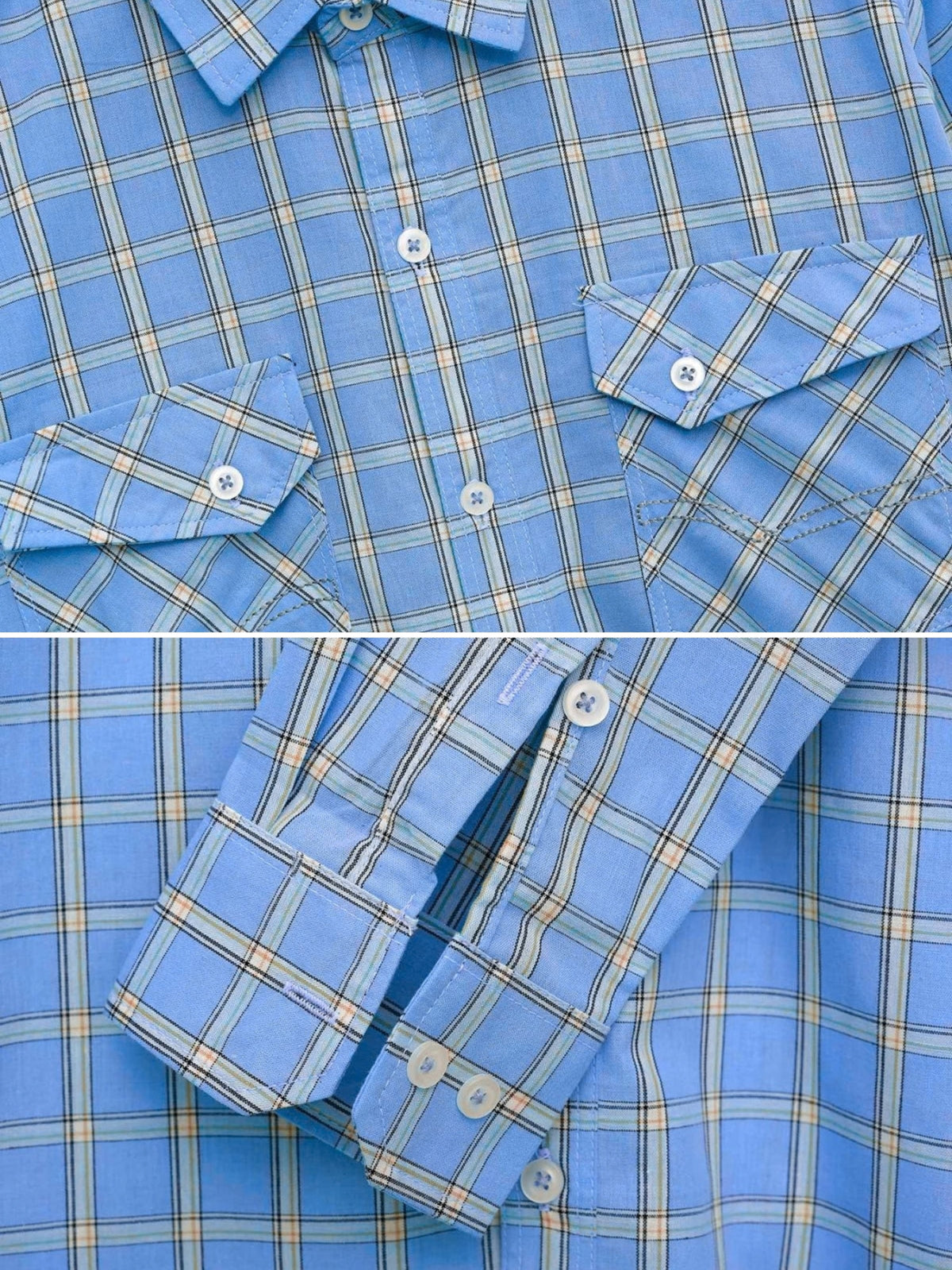 Men's Checkered Summers Casual Shirt - Sky Blue