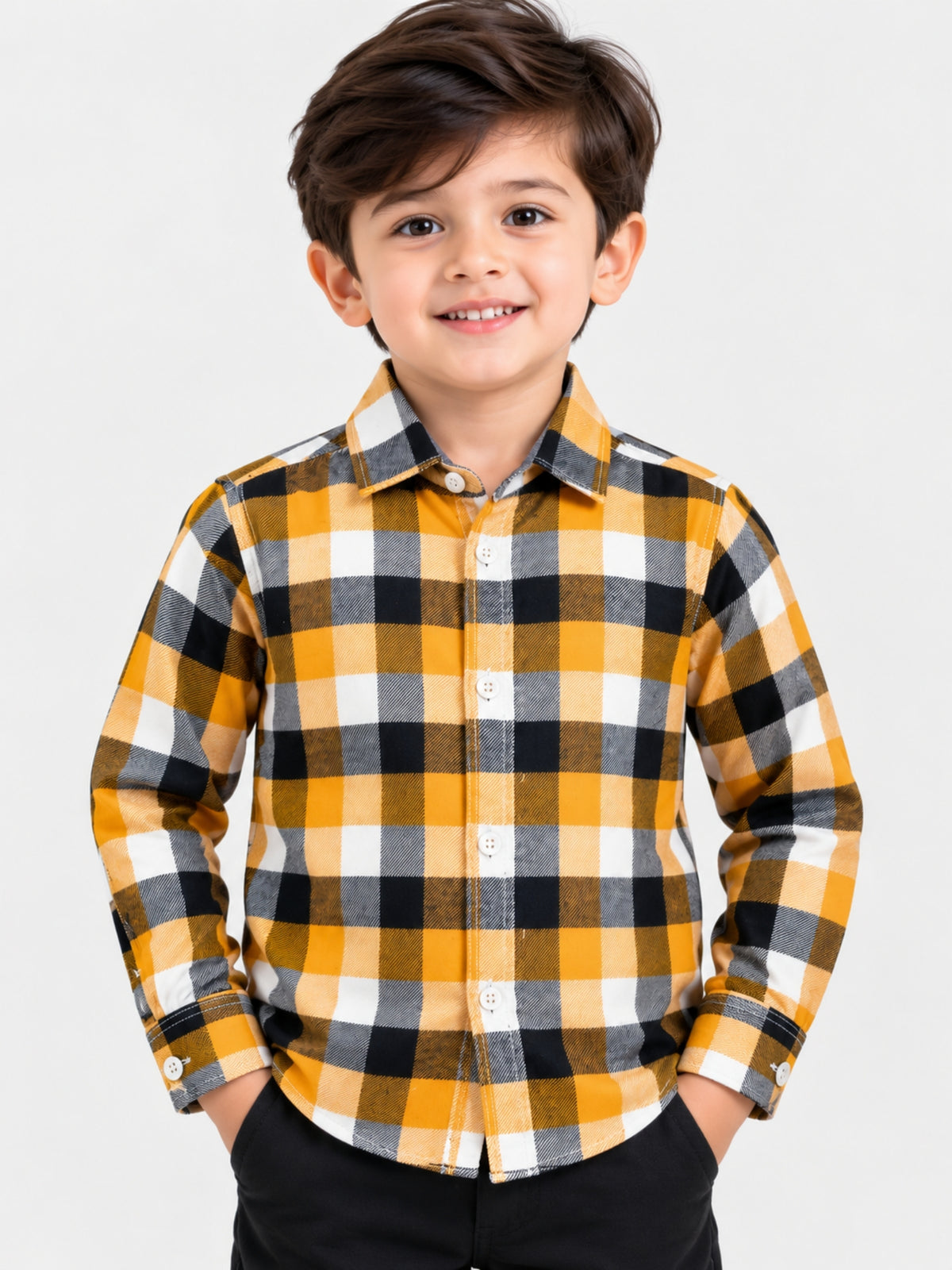 Boy's Multicolor Checkered Full Sleeves Winters Casual Shirt