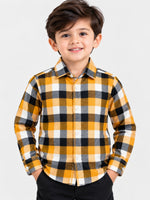 Boy's Multicolor Checkered Full Sleeves Winters Casual Shirt