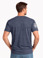 Men's Graphic Printed V Neck Tee Shirt - Charcoal Blue