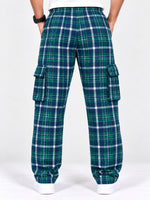 Men Cargo Casual Check Trouser - Green