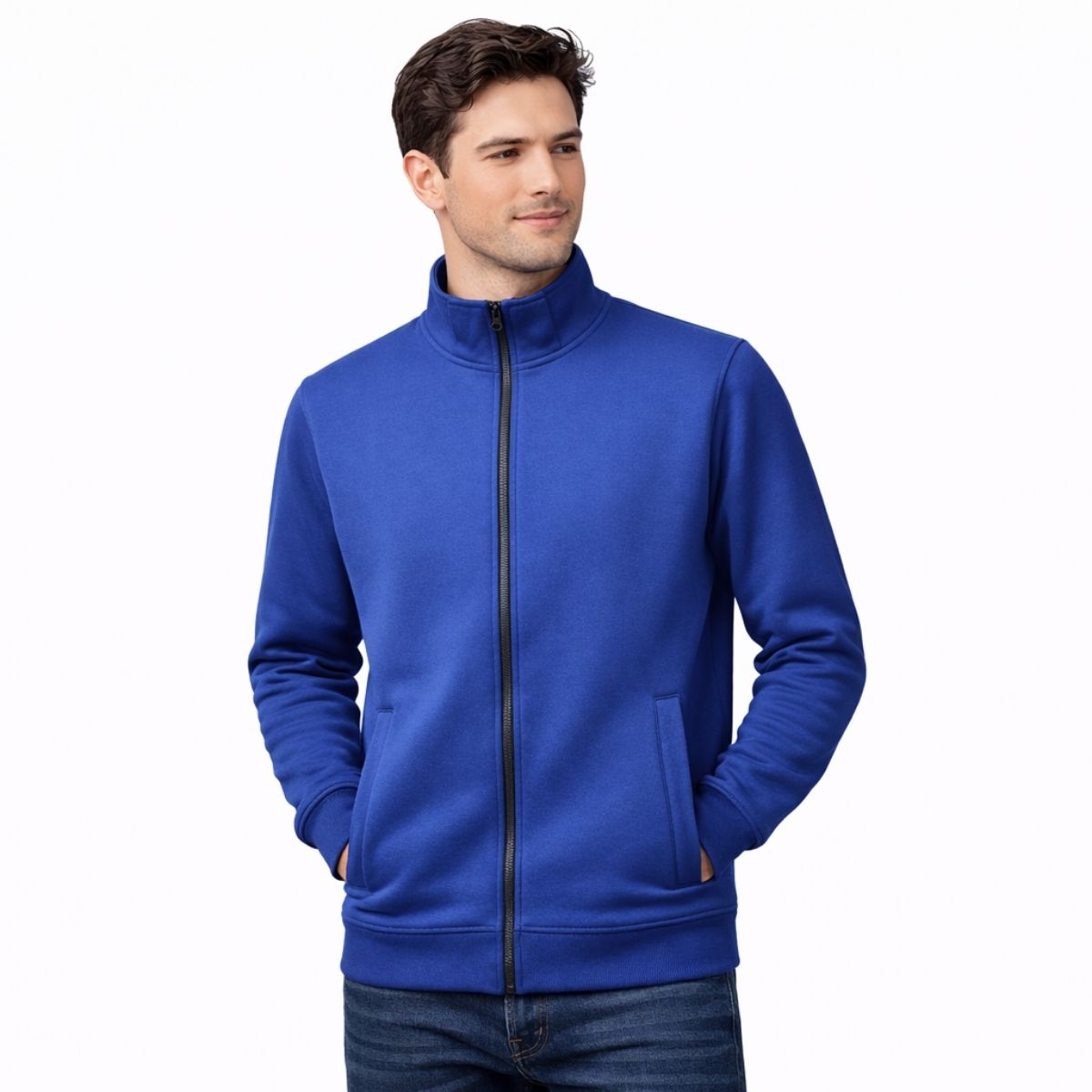HG Classic Mock Neck Fleece Zipper Jacket - Cerulean Blue