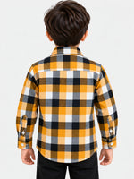 Boy's Multicolor Checkered Full Sleeves Winters Casual Shirt