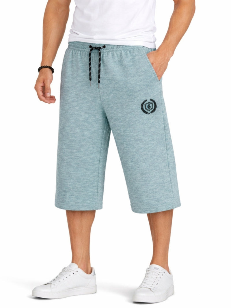 Men's Signature Emb. Melange Three Quarter Shorts - Sea Green