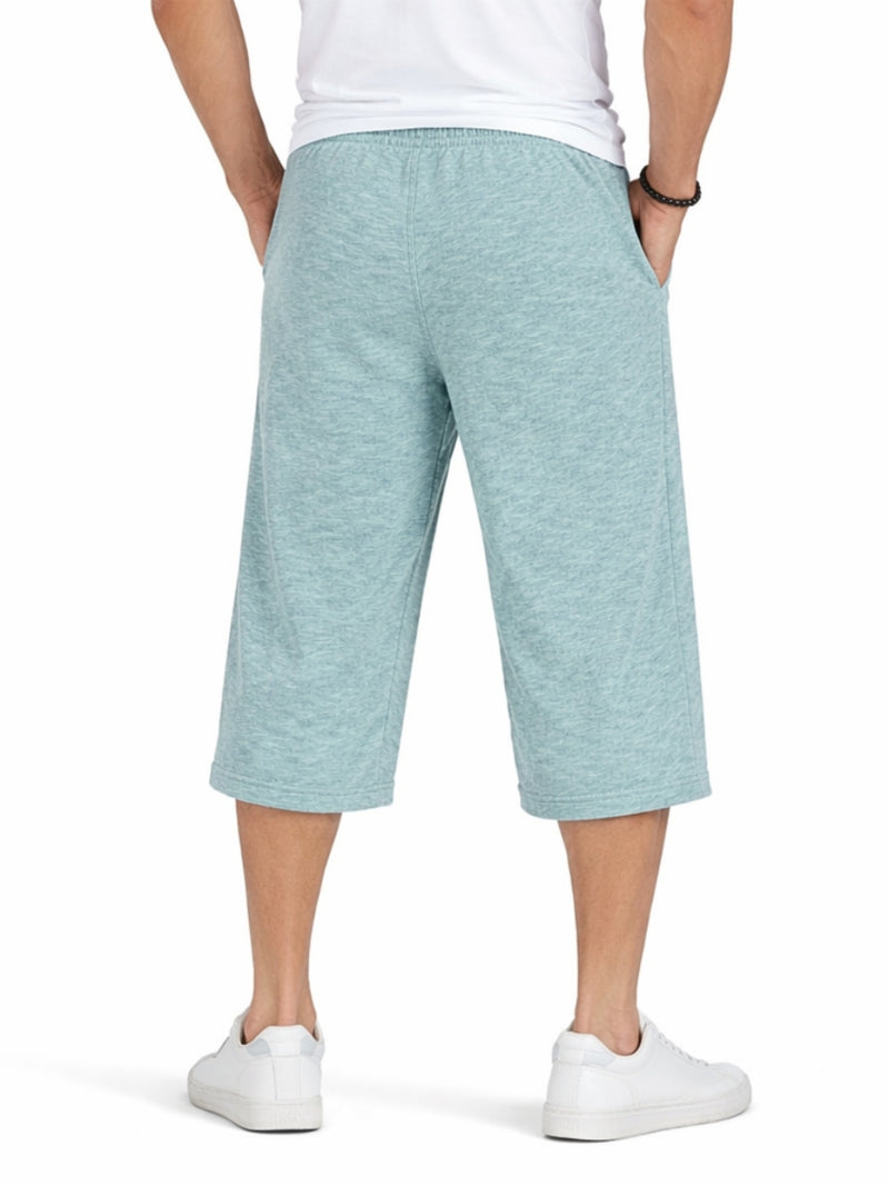 Men's Signature Emb. Melange Three Quarter Shorts - Sea Green