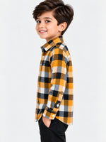 Boy's Multicolor Checkered Full Sleeves Winters Casual Shirt