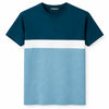 Men's Cut & Sew panel Tee Shirt - Lavish Blue, White & Glacier