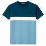 Men's Cut & Sew panel Tee Shirt - Lavish Blue, White & Glacier
