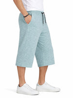 Men's Signature Emb. Melange Three Quarter Shorts - Sea Green
