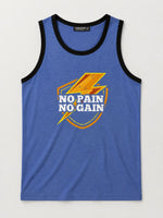 HG "NO PAIN NO GAIN" Printed Stylish Vest For Men's - Bright Blue