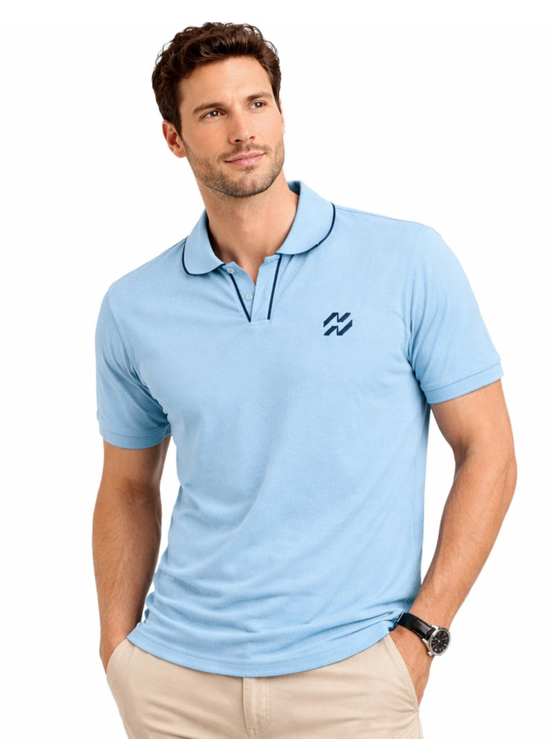 Men’s Premium Magzi Collar & Placket Polo Shirt – Sky Blue
