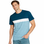 Men's Cut & Sew panel Tee Shirt - Lavish Blue, White & Glacier