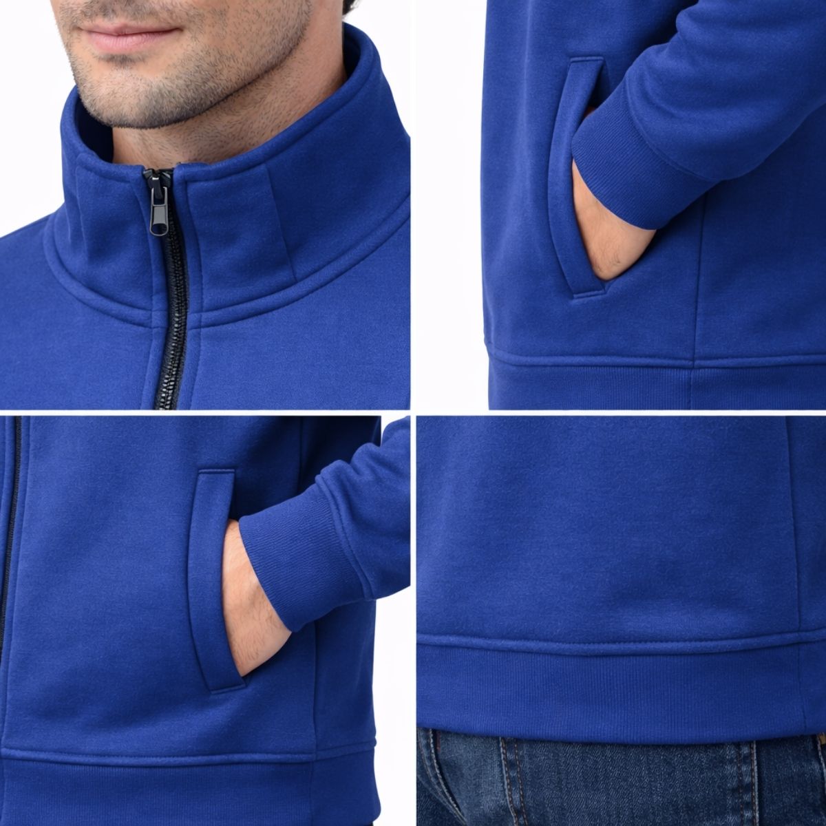 HG Classic Mock Neck Fleece Zipper Jacket - Cerulean Blue