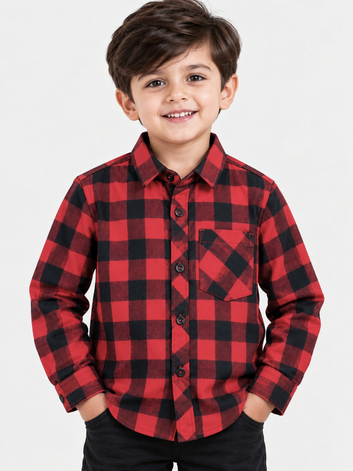 Boy's Premium Checkered Winters Full Sleeves Casual Shirt
