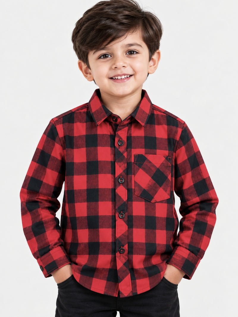 Boy's Premium Checkered Winters Full Sleeves Casual Shirt