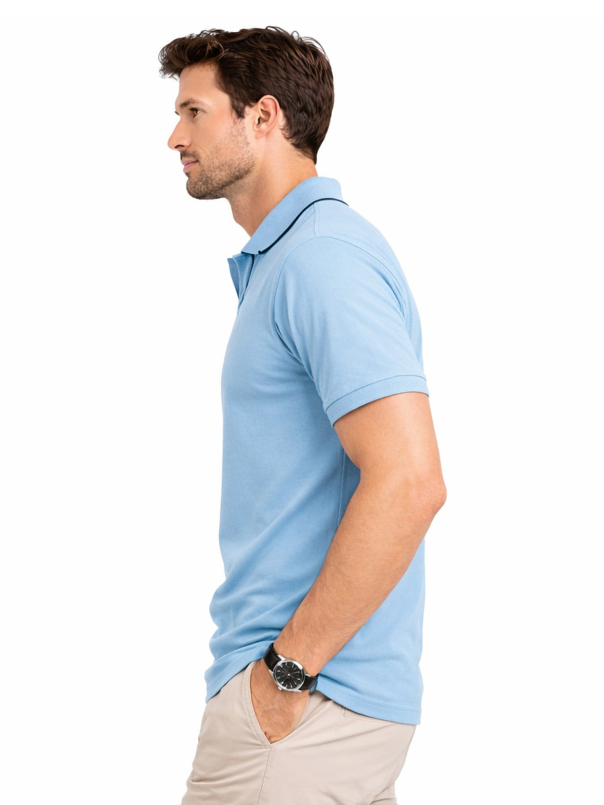 Men’s Premium Magzi Collar & Placket Polo Shirt – Sky Blue