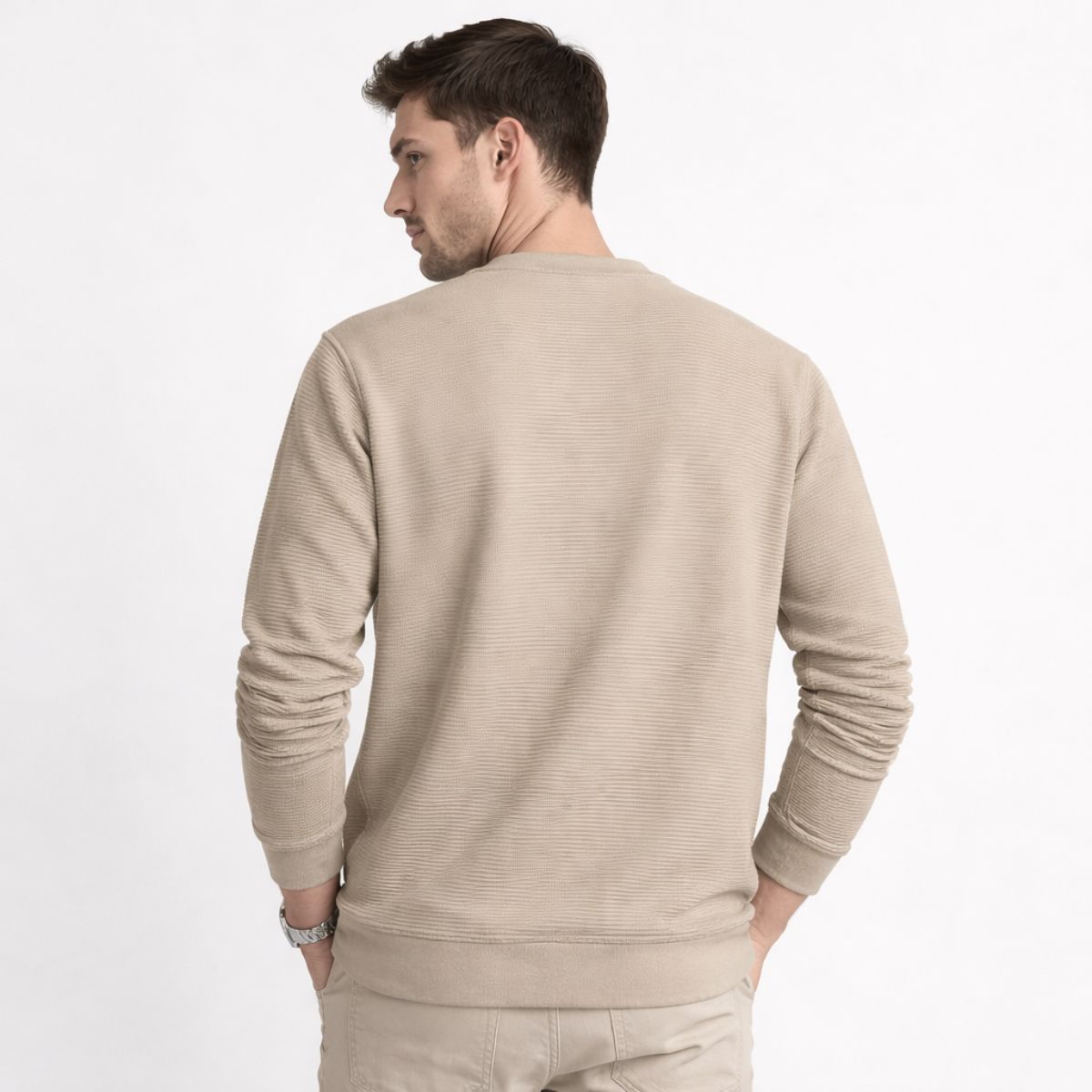HG Men's Premium Polyestre Fleece Pattern Sweat Shirt - Silk