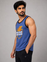 HG "NO PAIN NO GAIN" Printed Stylish Vest For Men's - Bright Blue