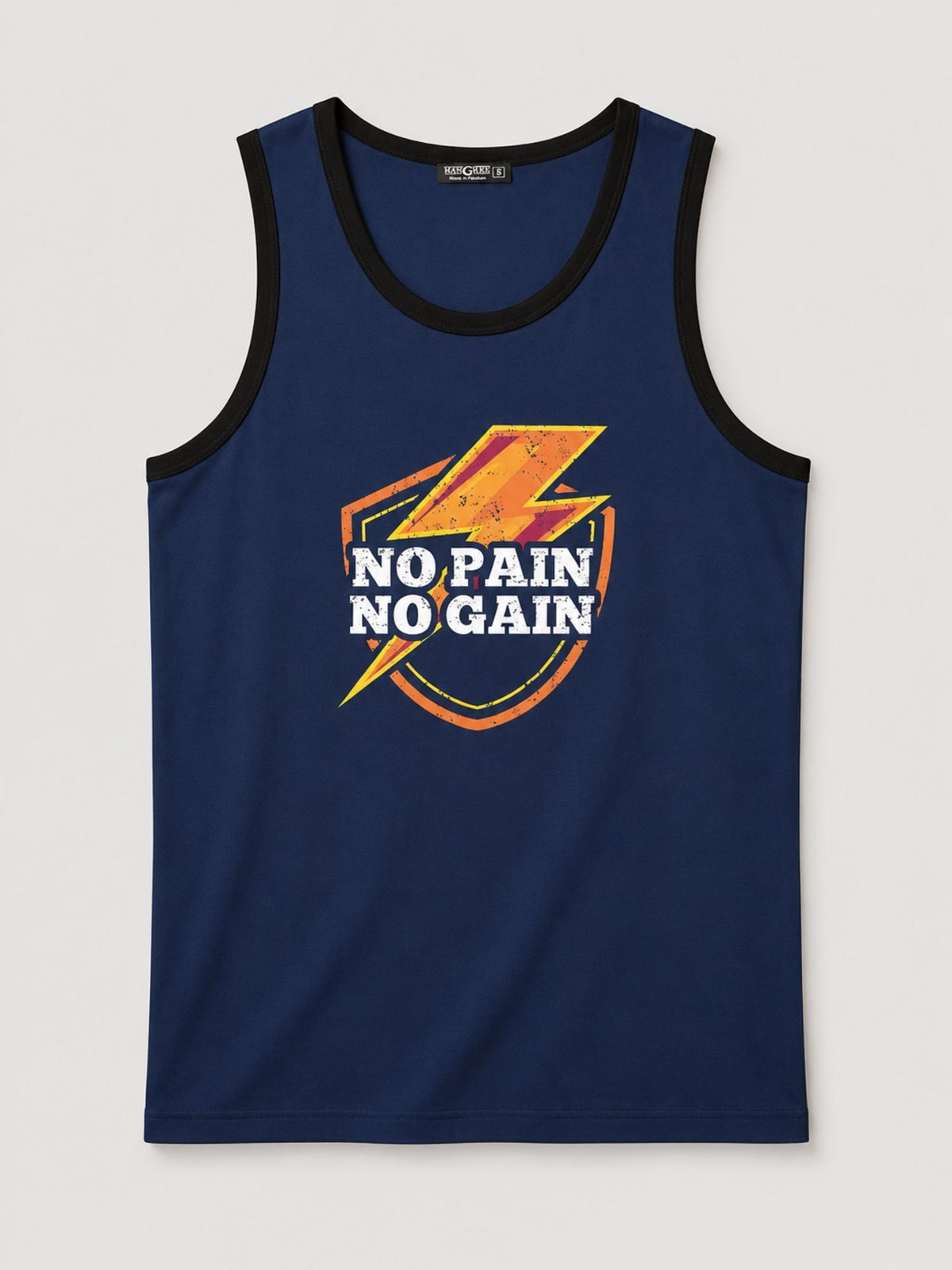 HG "NO PAIN NO GAIN" Printed Stylish Vest For Men's - Marine Blue