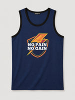 HG "NO PAIN NO GAIN" Printed Stylish Vest For Men's - Marine Blue