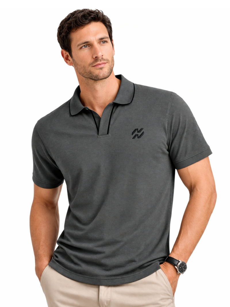 Men’s Premium Magzi Collar & Placket Polo Shirt – Charcoal