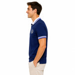 Mens’ Signature Embroidered Contrast Collar Polo Shirt – Navy Blue