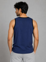HG "NO PAIN NO GAIN" Printed Stylish Vest For Men's - Marine Blue