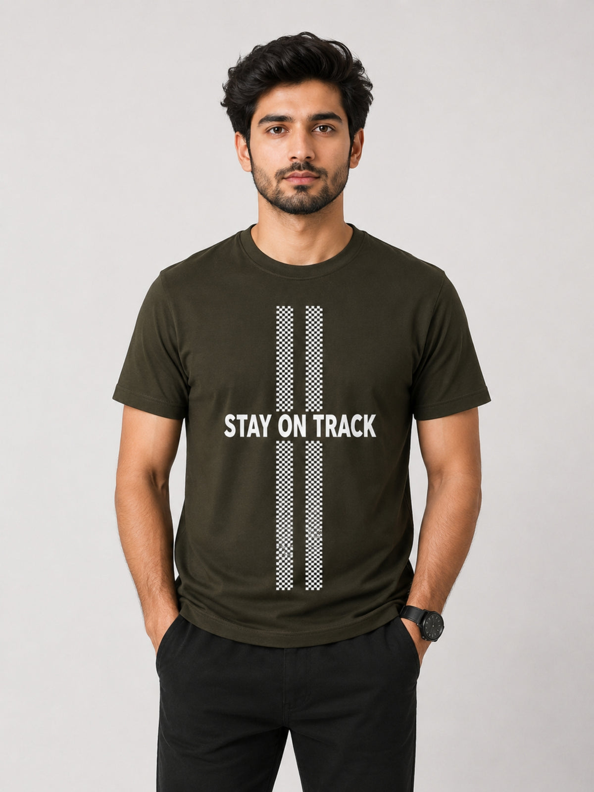 HG "STAY ON TRACK" Printed Tee Shirt - Woodrush
