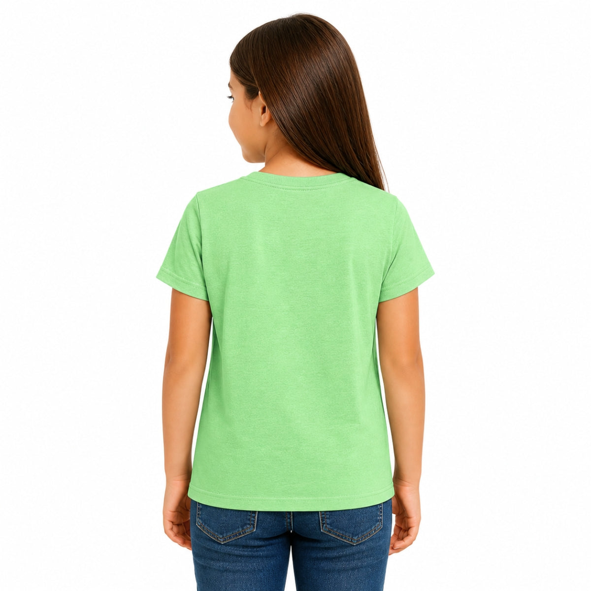 Girls’ Summer Flowers Graphic Printed T-Shirt – Light Green