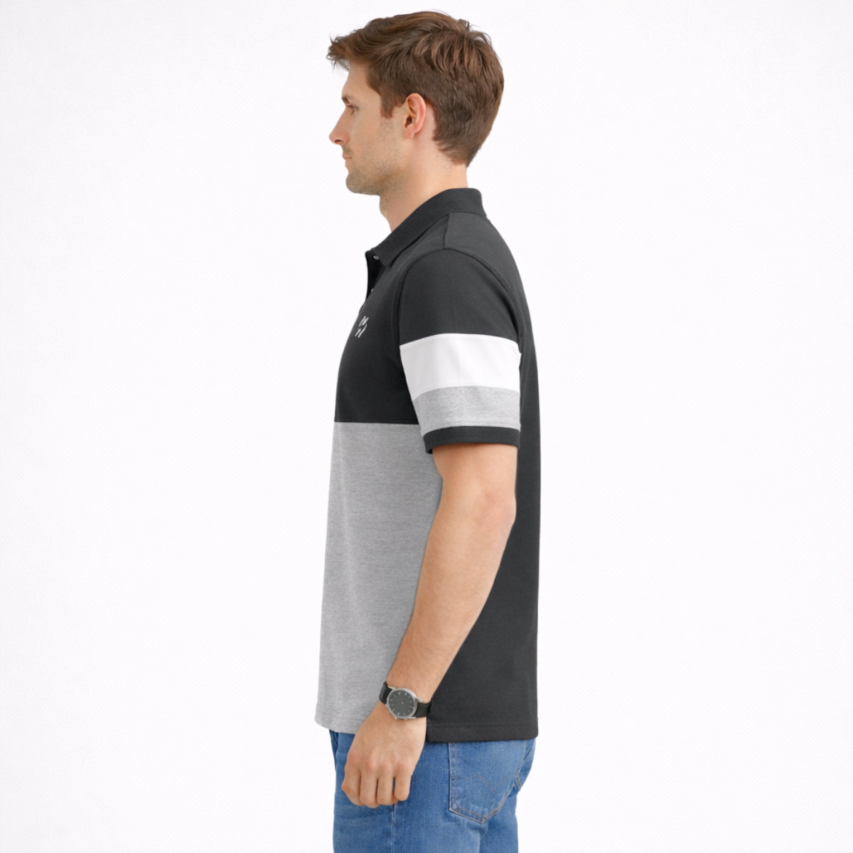 Men’s Premium Colorblock Polo Shirt – Mouse Gray