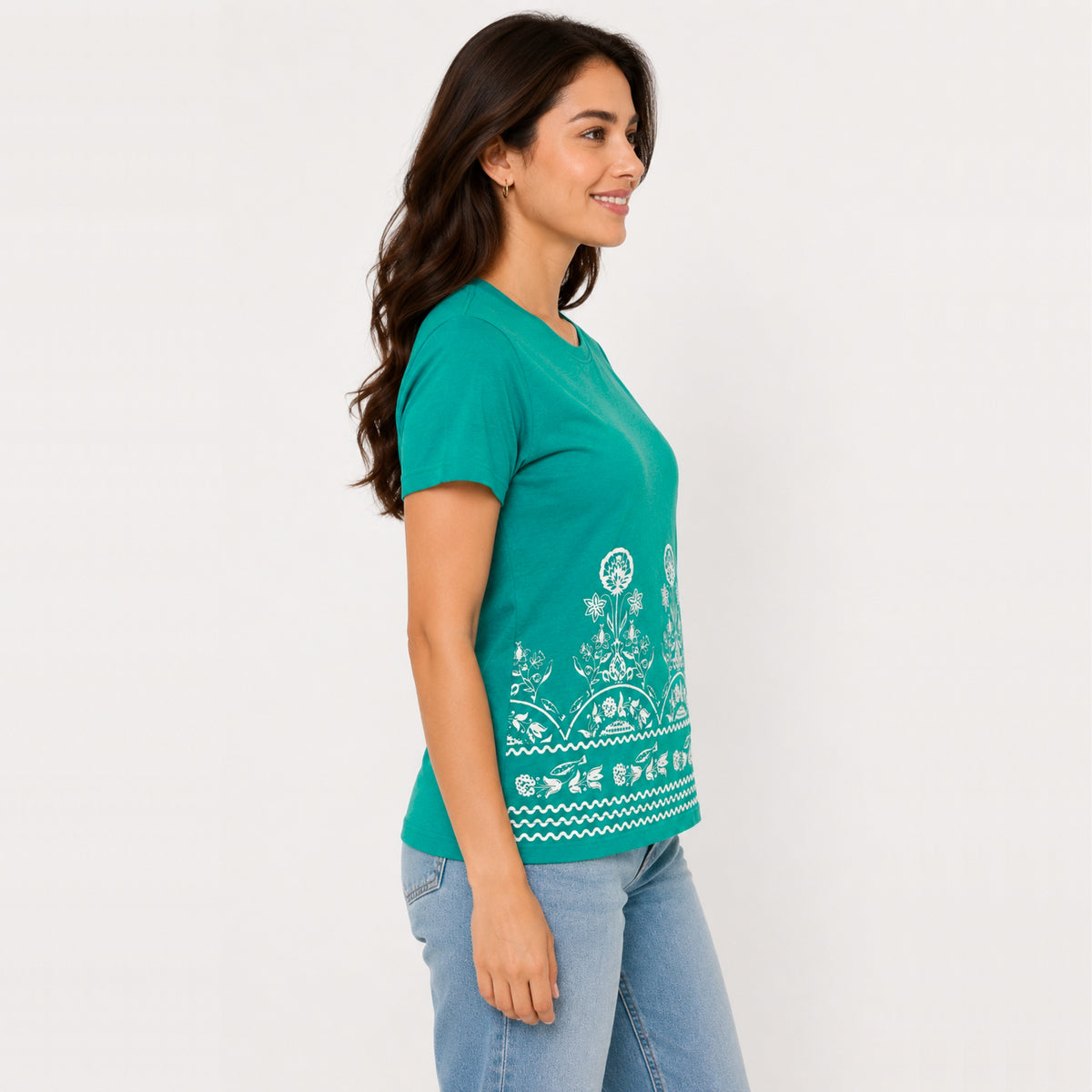 Women's Heritage Floral Border Cotton Jersey T-Shirt
