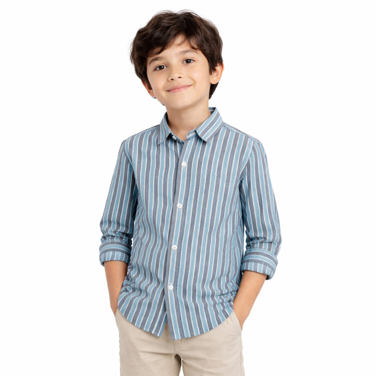 Exclusive Boy's Multicolor Lining Casual Shirt - Ferozi