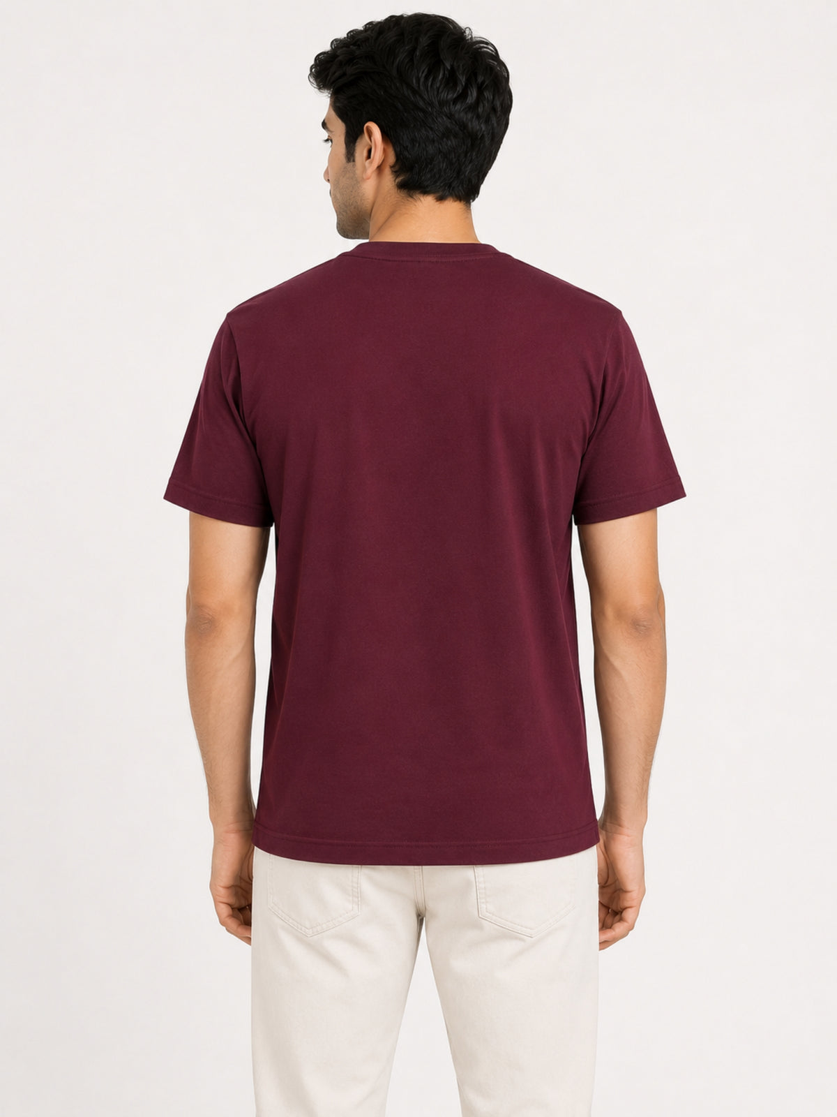 Men's Signature Emb. Round Neck Tee Shirt - Maroon