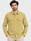 Men's Checkered Summers Casual Shirt - Leaf Yellow