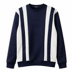 HG Cut & Sew Color-Block Crewneck Polyester Fleece Sweat Shirt – Navy
