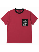 Men's Round Neck Contrast Printed Pocket Tee Shirt - Red