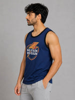 HG "NO PAIN NO GAIN" Printed Stylish Vest For Men's - Marine Blue