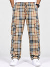 Men Cargo Casual Check Trouser - Beige