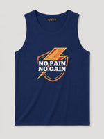 HG "NO PAIN NO GAIN" Printed Stylish Vest For Men's - Light Navy