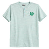 HG Signature Embroidered Henley Tee - Melange Sea Green