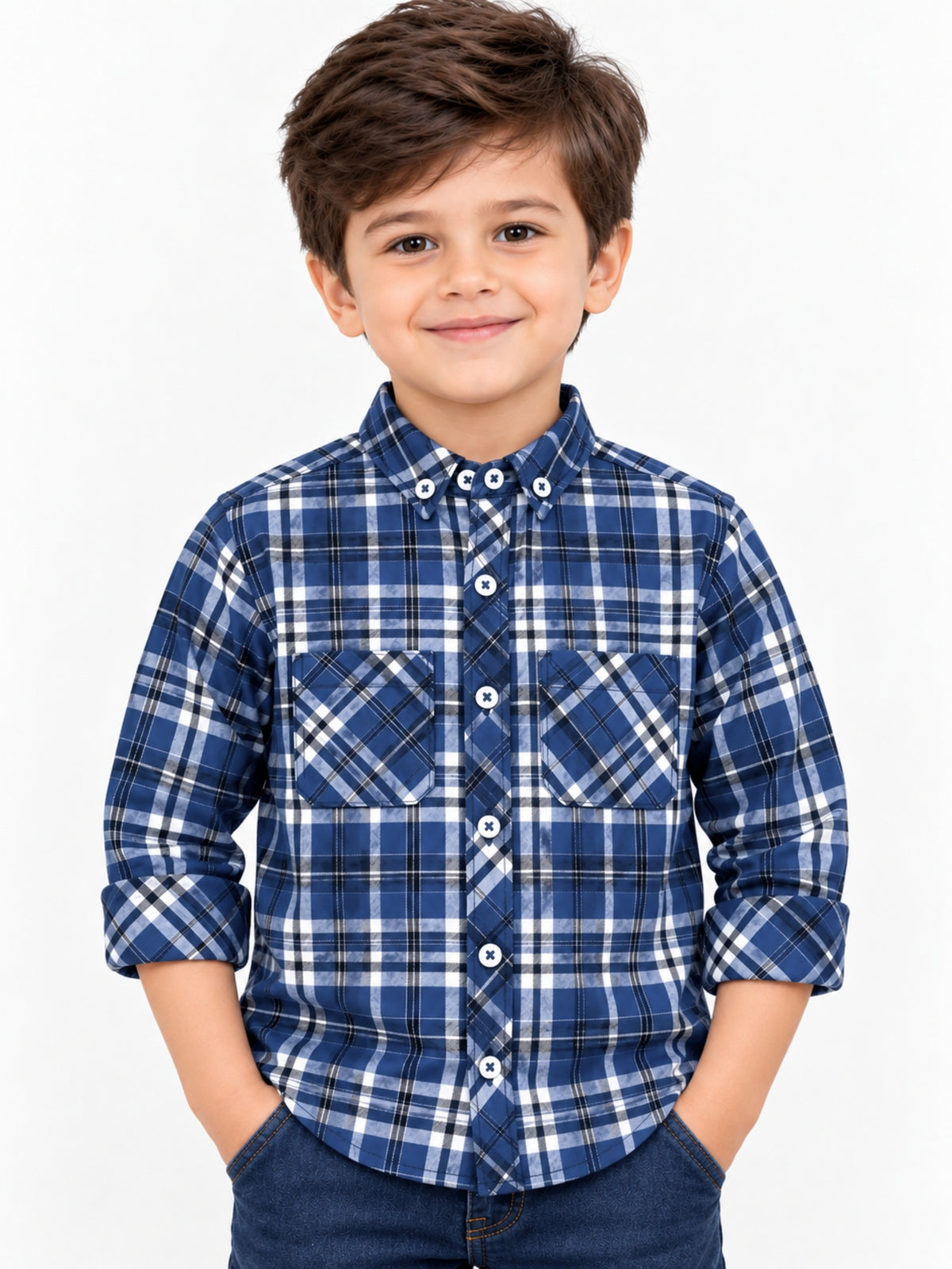 Boy's Premium Checkered Winters Full Sleeves Casual Shirt